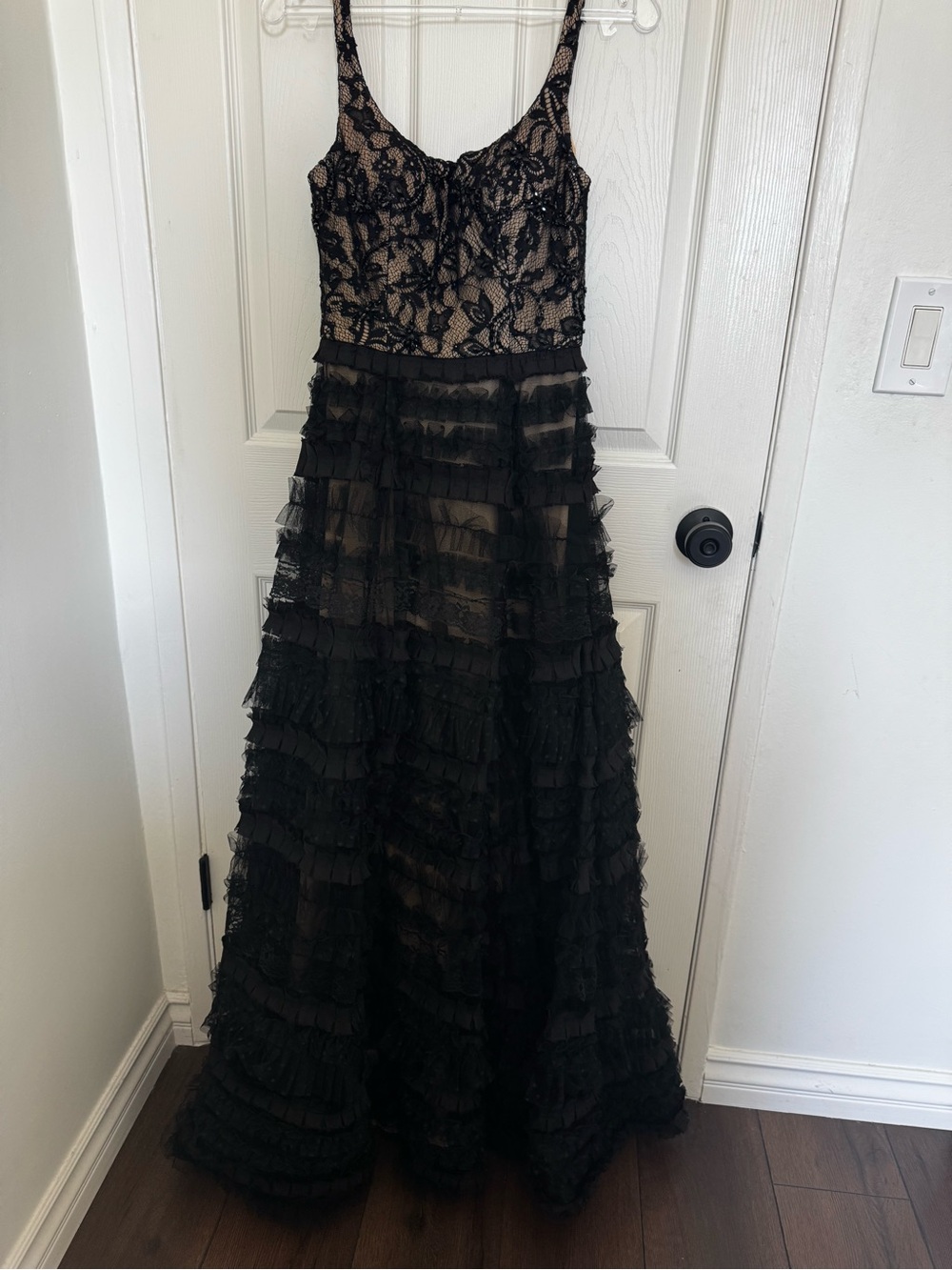 Black Lace & Ruffle Maxi Dress